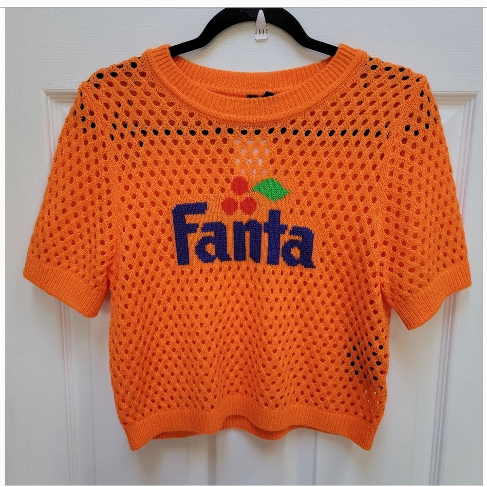 Orange Fanta Mesh Knit Top